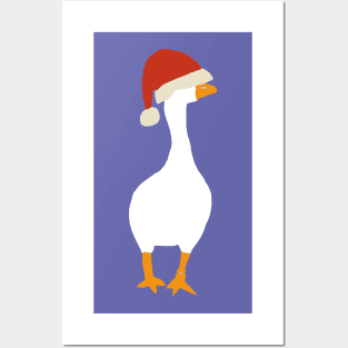 Minimal Abstract Christmas Goose Gamer in Santa Hat Posters and Art